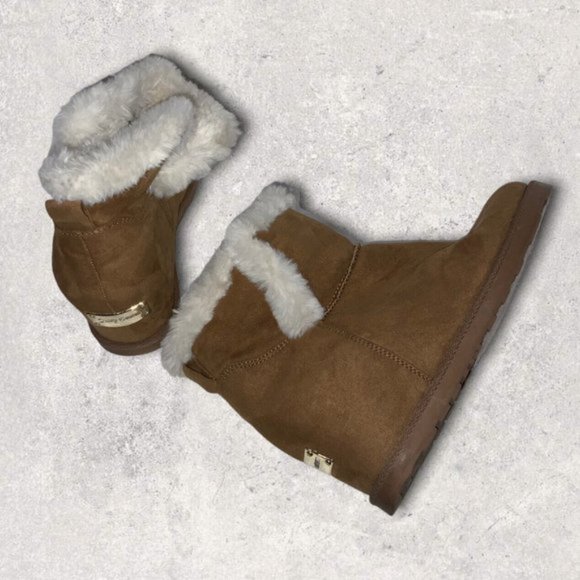 Juicy Couture Firecracker Boots Faux Fur Lined Hidden Winter Wedges Women's 9.5 - Picture 3 of 12